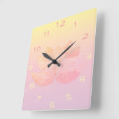 Roze Lotus Vierkante Klok (Hoek)