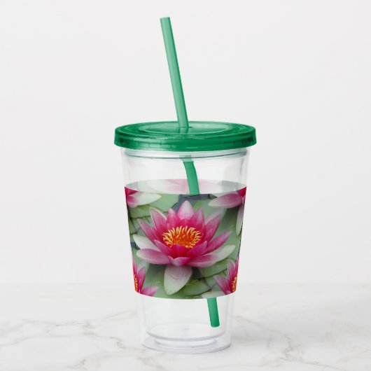 Roze Lotus Water Lily Acryl Drinkbeker (Links)