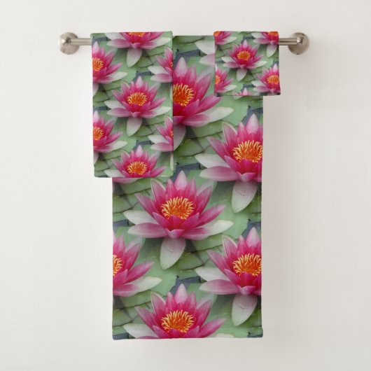 Roze Lotus Water Lily Bad Handdoek (Insitu)