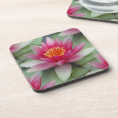 Roze Lotus Water Lily Bier Onderzetter (Linkerzijde)