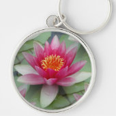 Roze Lotus Water Lily Button Sleutelhanger (Voorkant)