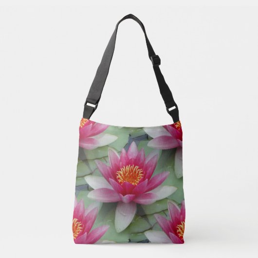 Roze Lotus Water Lily Crossbody Tas (Voorkant)