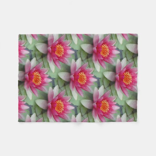 Roze Lotus Water Lily Fleece Deken (Voorkant (Horizontaal))