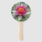 Roze Lotus Water Lily Handwaaier (Achterkant)