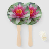 Roze Lotus Water Lily Handwaaier (Voorkant en achterkant)