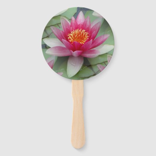 Roze Lotus Water Lily Handwaaier (Voorkant)