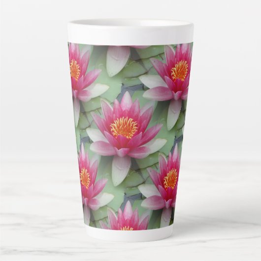 Roze Lotus Water Lily Latte Mok (Voorkant)