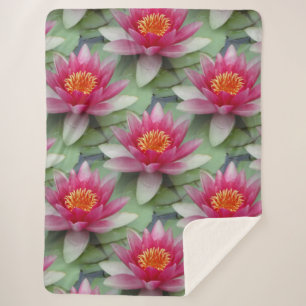 Roze Lotus Water Lily Sherpa Blanket Deken