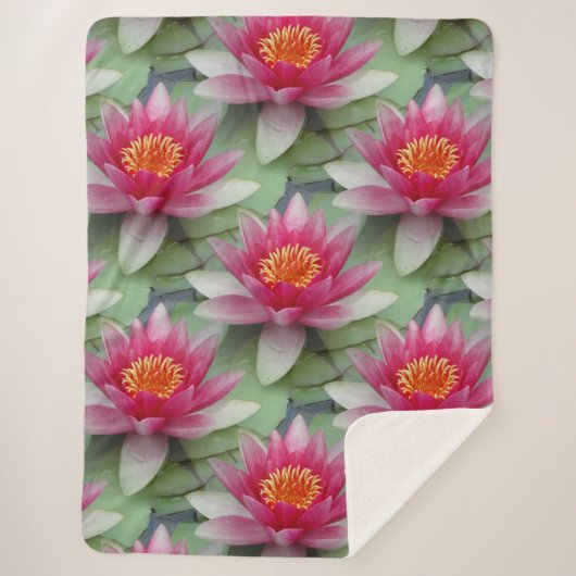 Roze Lotus Water Lily Sherpa Blanket Sherpa Deken (Voorkant)