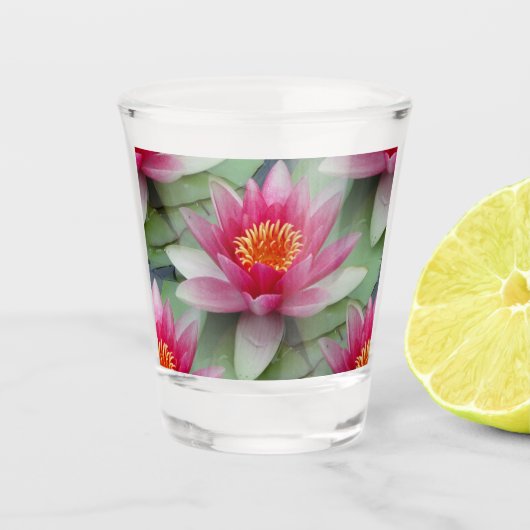 Roze Lotus Water Lily Shot Glas (Voorkant)