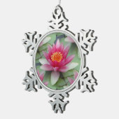 Roze Lotus Water Lily Snowflake Framed Ornament (Rechts)