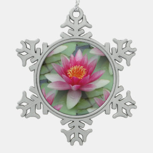 Roze Lotus Water Lily Snowflake Framed Ornament