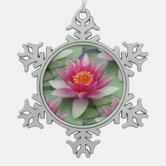 Roze Lotus Water Lily Snowflake Framed Ornament (Voorkant)