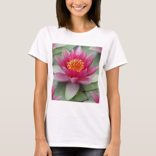 Roze Lotus Water Lily T-shirt (Voorkant)