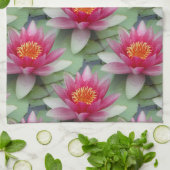 Roze Lotus Water Lily Theedoek (Gevouwen)