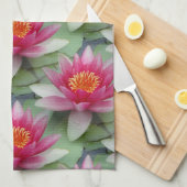 Roze Lotus Water Lily Theedoek (Quarter Fold)