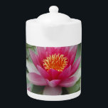 Roze Lotus Water Lily Theepot<br><div class="desc">Levendige roze lotuswaterlly.</div>