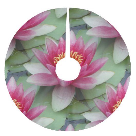 Roze Lotus Water Lily Tree Skirt Kerstboom Rok (Voorkant)