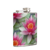 Roze Lotus Water Lily Vinyl Wrapped Kolf Heupfles (Rechts)