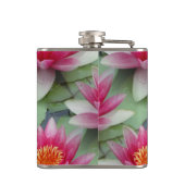 Roze Lotus Water Lily Vinyl Wrapped Kolf Heupfles (Achterkant)
