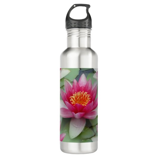 Roze Lotus Water Lily Waterfles (Voorkant)