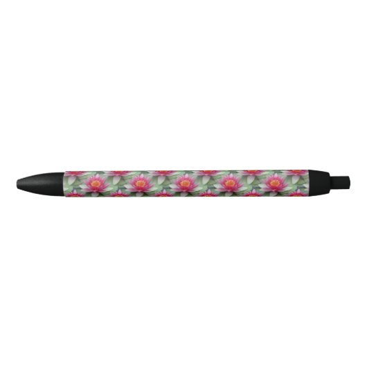 Roze Lotus Water Lily Zwarte Inkt Pen (Voorkant)
