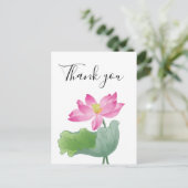 Roze lotus waterkleur bedankt briefkaart (Staand voorkant)