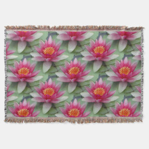 Roze Lotus Waterlelie Gooi Deken