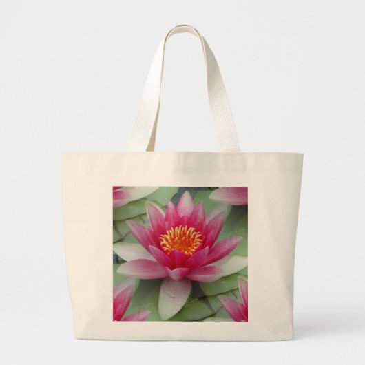 Roze Lotus Waterlelie Grote Tote Bag (Voorkant)