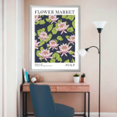 Roze Lotus Waterlelie Juli Geboorte Bloemenmarkt Poster