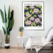 Roze Lotus Waterlelie Juli Geboorte Bloemenmarkt Poster