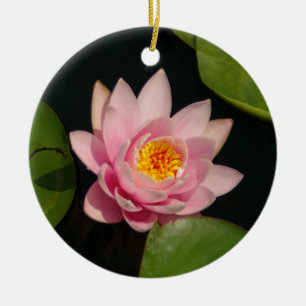 Roze Lotus Waterlily Flowers Keramisch Ornament