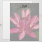 Roze Lotus Waterlily Gepersonaliseerd Briefhoofd (Voorkant / Achterkant)