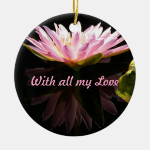 Roze Lotus Waterlily 'Met al mijn liefde' Keramisch Ornament
