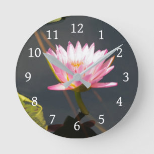 Roze Lotus Waterlily Ronde Klok