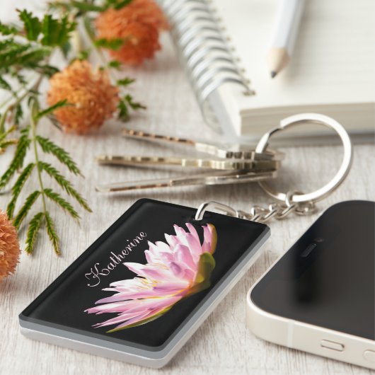 Roze Lotus Waterlily Sleutelhanger (Voorkant Rechts)