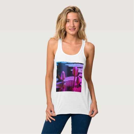 Roze Lotus Waterlily Tanktop (Volledige Voorkant)