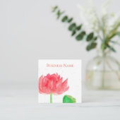Roze Lotus Waterverf Flower Vierkante Visitekaartje (Staand voorkant)