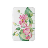 Roze Lotus Waterverf Rand Badmat (Voorkant Verticaal)