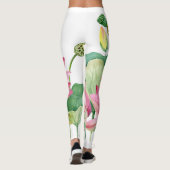 Roze Lotus Waterverf Rand Leggings (Achterkant)