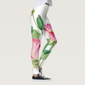 Roze Lotus Waterverf Rand Leggings (Rechts)