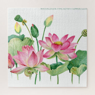 Roze Lotus Waterverf Rand Legpuzzel