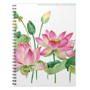 Roze Lotus Waterverf Rand Notitieboek