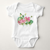 Roze Lotus Waterverf Rand Romper (Voorkant)