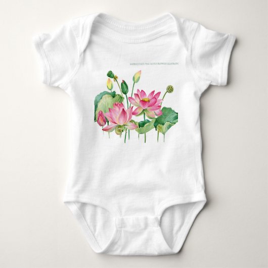 Roze Lotus Waterverf Rand Romper (Voorkant)