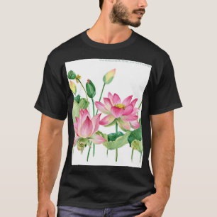 Roze Lotus Waterverf Rand T-shirt