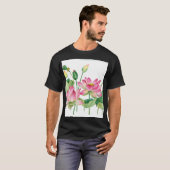 Roze Lotus Waterverf Rand T-shirt (Voorkant volledig)