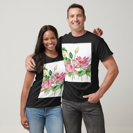 Roze Lotus Waterverf Rand T-shirt (Unisex)