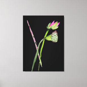 Roze Lotus waterverf Zen schilderkunst Canvas Afdruk