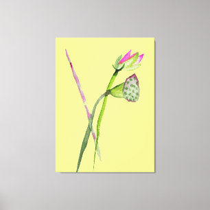 Roze Lotus waterverf Zen schilderkunst Canvas Afdruk